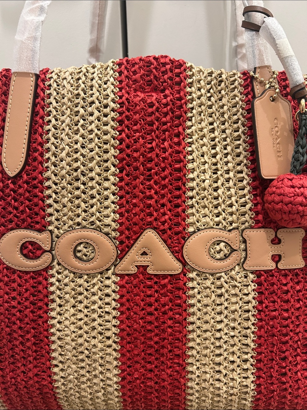 Coach (NWT) City Tote Bag With Stripes And Cherry Charm - Picture 5 of 16